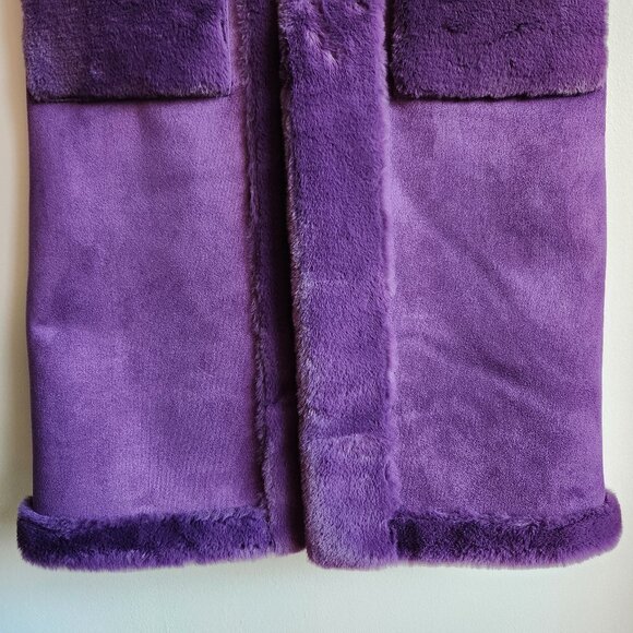 *NWT* Uchuu Reversible Faux Fur Purple/Lilac Long Vest - One Size - Picture 11 of 16